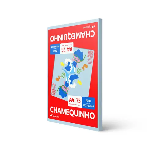 Papel Sulfite Chamequinho Azul A4 75g 210x297mm Uso Escolar Artístico Profissional 100 Folhas