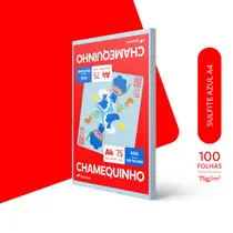 Papel Sulfite Chamequinho Azul A4 75g 210x297mm Uso Escolar Artístico Profissional 100 Folhas