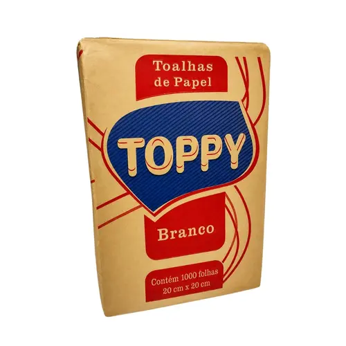 Toalha de Papel Branca 2 Dobras 20cm x 20cm 1.000 Folhas Toppy