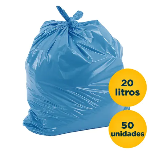 Saco de Lixo Azul para Papel 20L 50 Unidades 40cm x 50cm 0,04 Micras