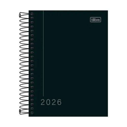 Agenda Espiral 11,7cm x 16,4cm Tilibra Pepper Preta 2026