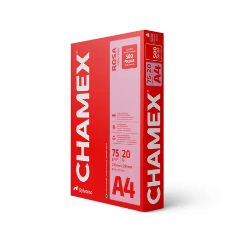 Papel Sulfite para Organização Rosa Chamex A4 75g 210 x 297mm 500 Folhas