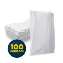 Saco de Papel Branco 0,5kg 8cm x 17cm Sanfona com 100 Unidades