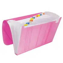 Pasta Sanfonada de Plástico A4 12 Divisórias Rosa