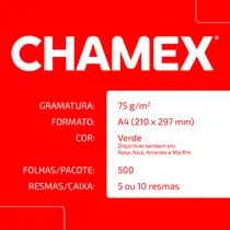 Papel Sulfite para Organização Verde Chamex A4 75g 210mm x 297mm 500 Folhas