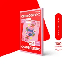 Papel Sulfite Chamequinho Rosa A4 75g 210x297mm Uso Escolar Artístico Profissional 100 Folhas