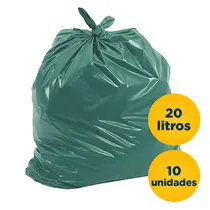 Saco de Lixo Verde para Vidro 20L 10 Unidades 40cm x 50cm 4 Micras